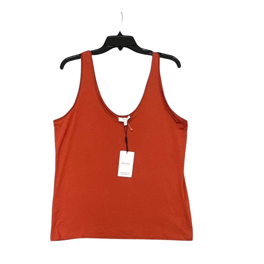 Reiss Scoop Neck Tank Top Orange Stretch Sleeveless Women's Size Large